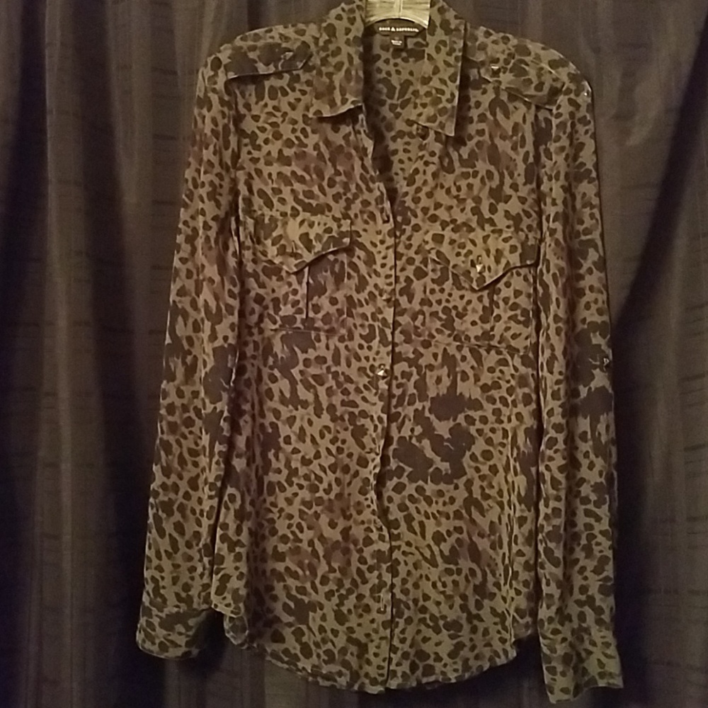 Olive green leppard blouse